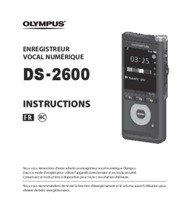 Mode d'emploi OLYMPUS DS-2600