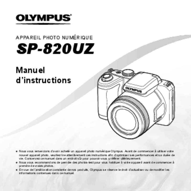 Mode d'emploi OLYMPUS SP-820 UZ