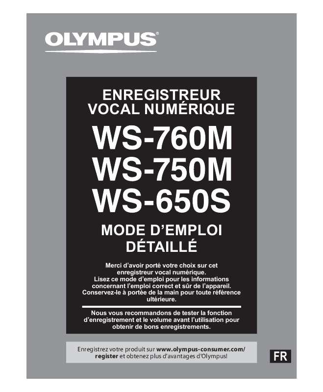 Mode d'emploi OLYMPUS WS-650S