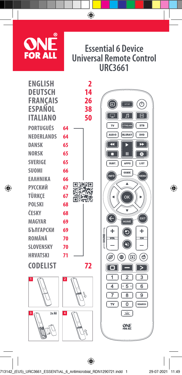 Telecommande One For All Notice