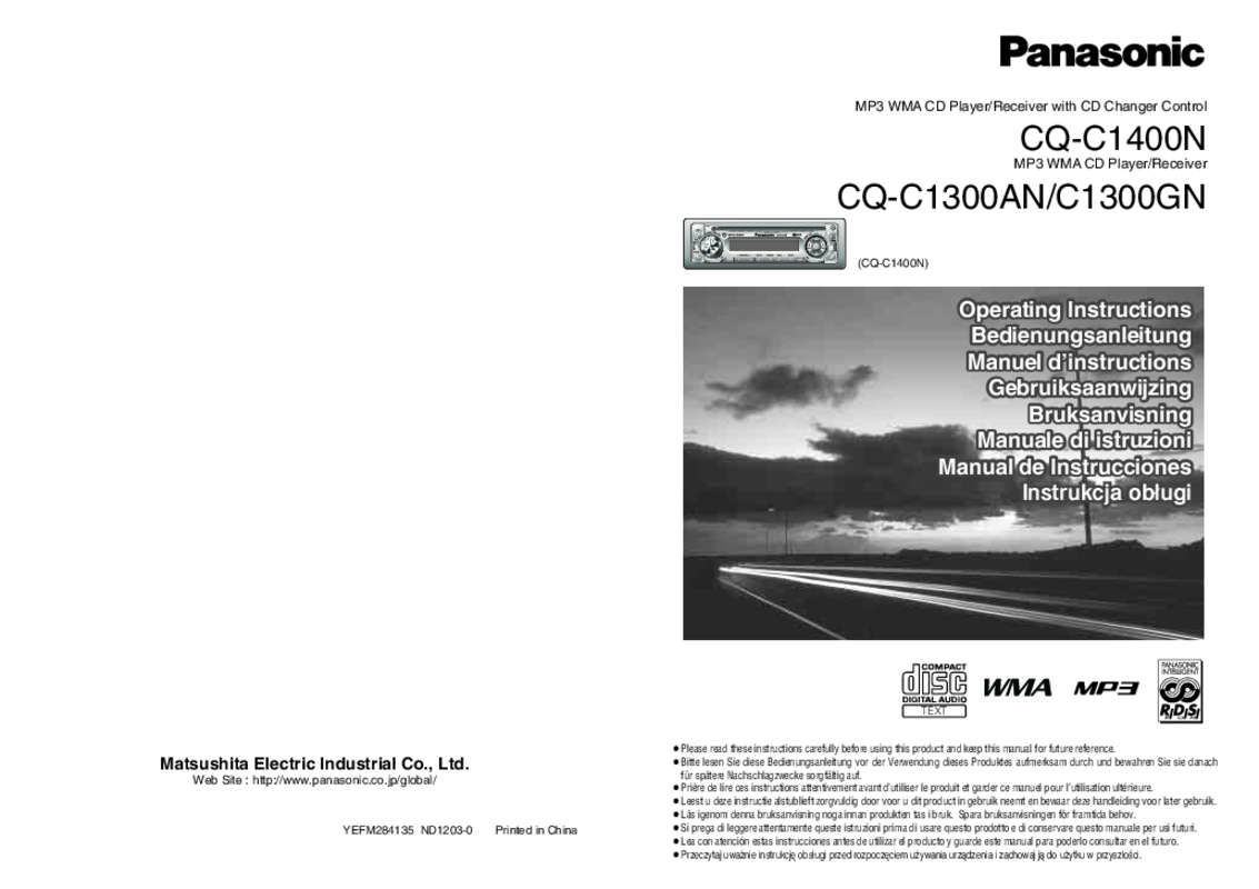 Mode d'emploi PANASONIC CQ-C1300AN