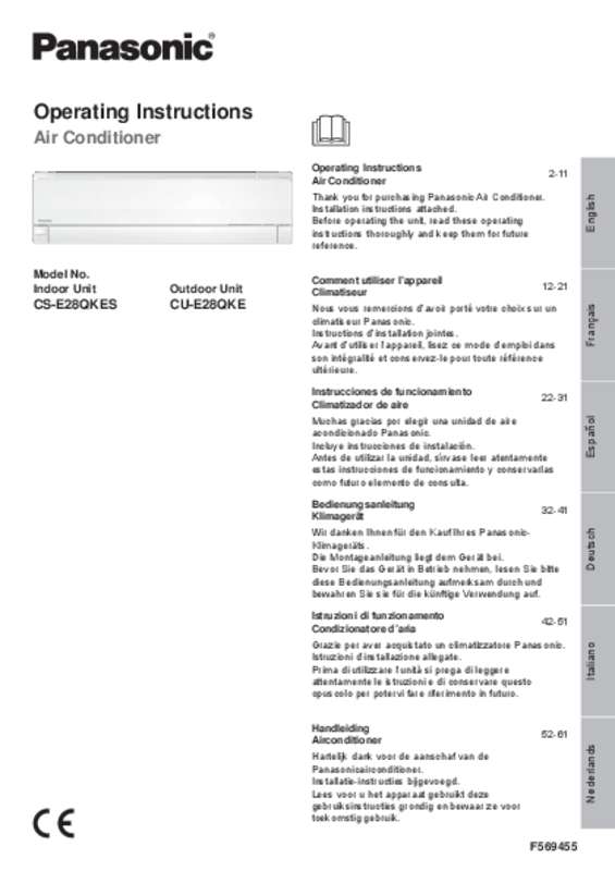 Mode d'emploi PANASONIC CS-E28QKES