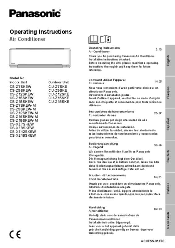 Mode d'emploi PANASONIC CUZ18SKE