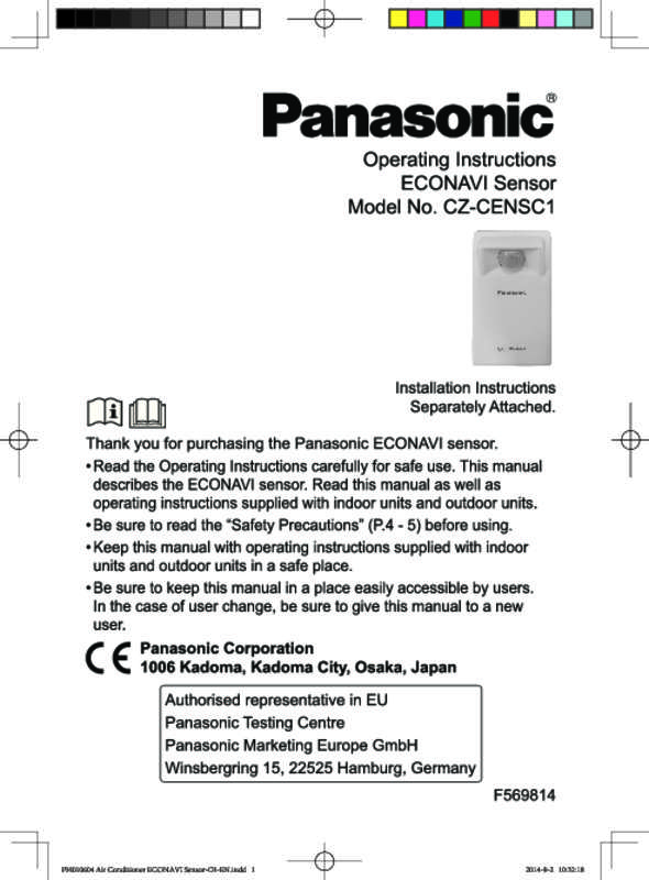 Mode d'emploi PANASONIC CZCENSC1