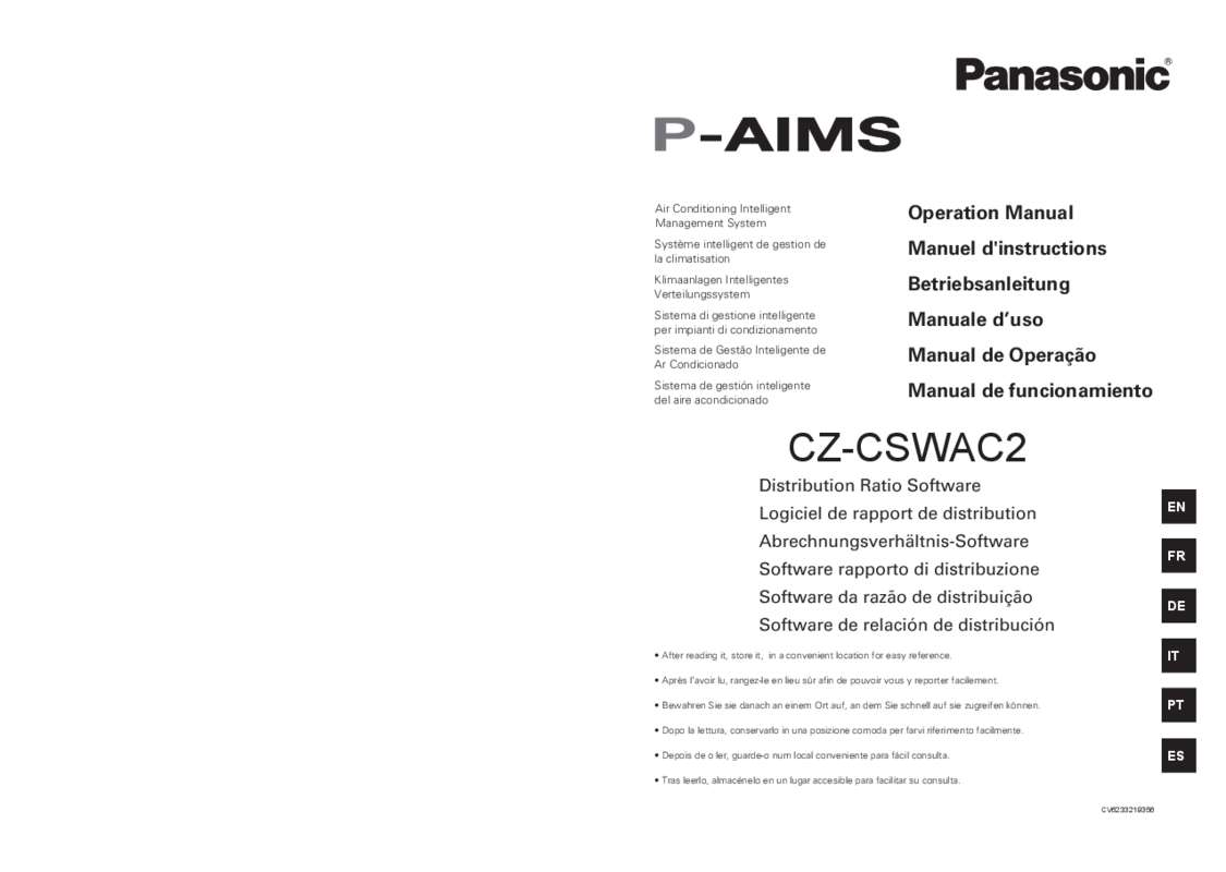 Mode d'emploi PANASONIC CZ-CSWAC2