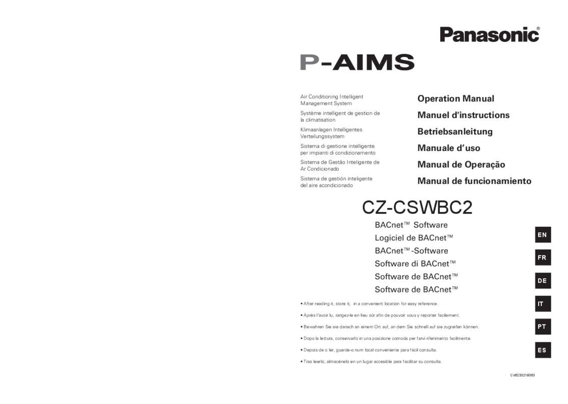 Mode d'emploi PANASONIC CZ-CSWBC2