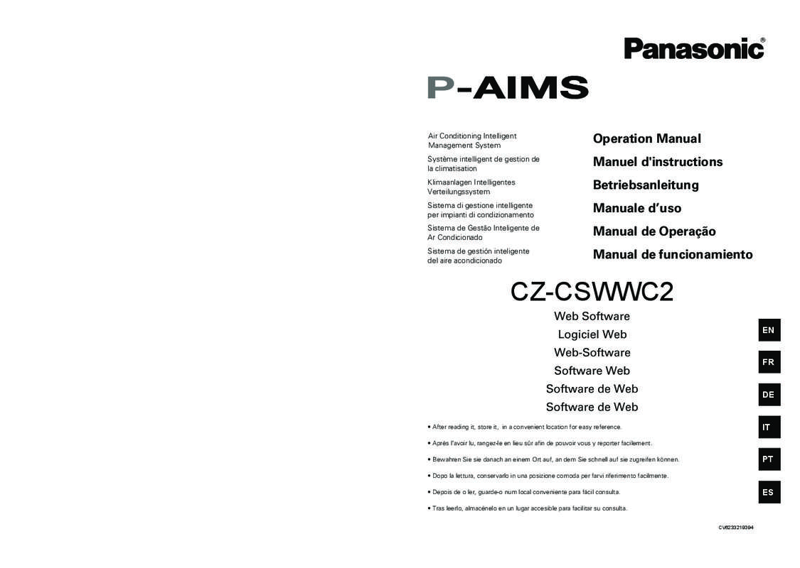 Mode d'emploi PANASONIC CZ-CSWWC2