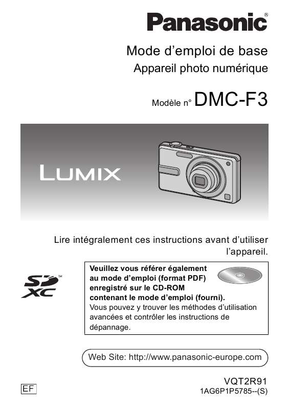 Notice PANASONIC LUMIX DMCF3 appareil photo Trouver une solution à