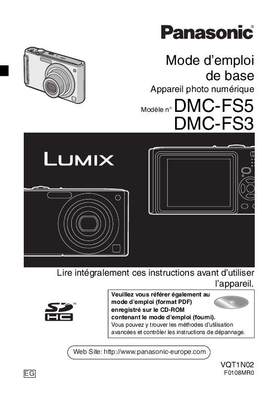 Notice PANASONIC LUMIX DMC-FS5 - appareil photo Trouver une solution à ...