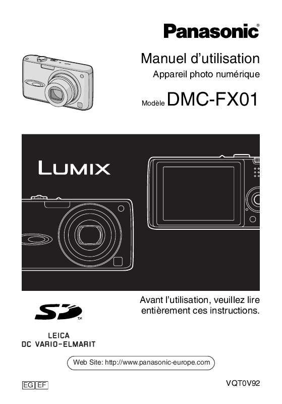 Notice PANASONIC LUMIX DMCFX01 appareil photo Trouver une solution à