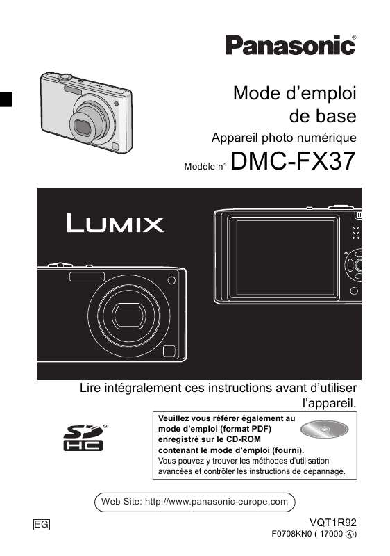 Mode d'emploi PANASONIC LUMIX DMC-FX37