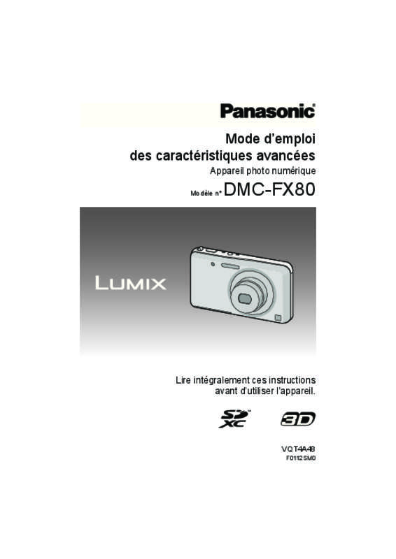 Mode d'emploi PANASONIC LUMIX DMC-FX80EG