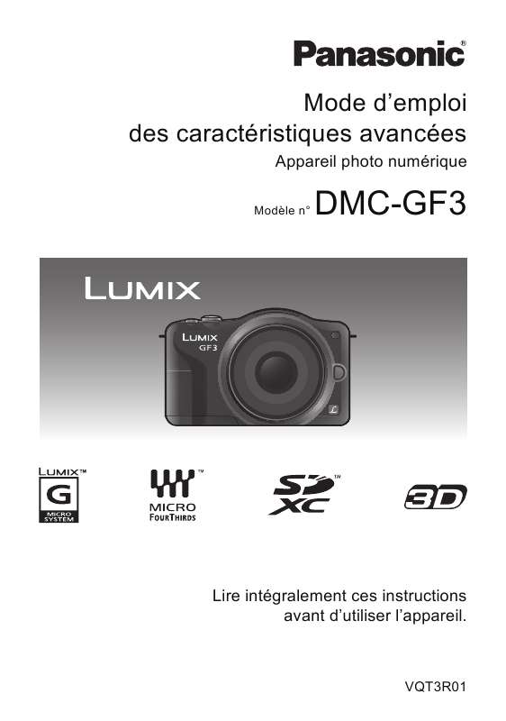 Notice PANASONIC DMCGF3EG appareil photo Trouver une solution à un