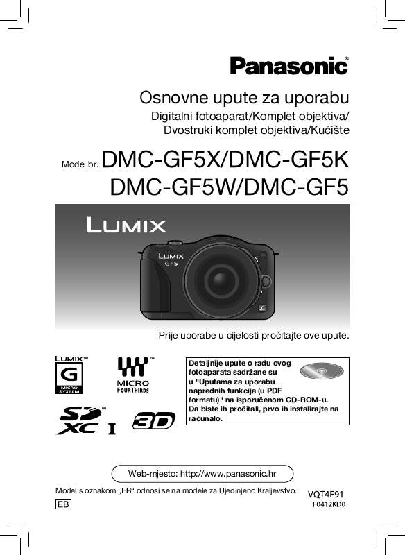 Mode d'emploi PANASONIC DMCGF5WEG