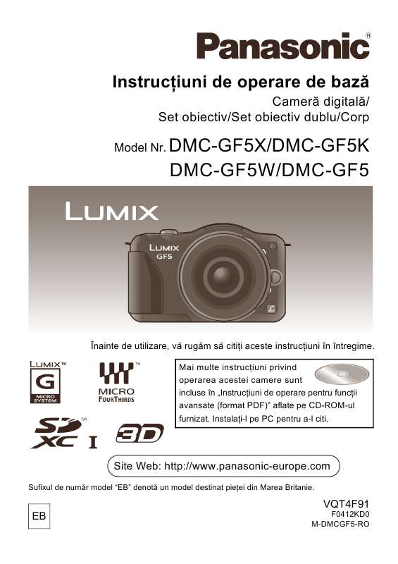 Mode d'emploi PANASONIC DMCGF5XEG