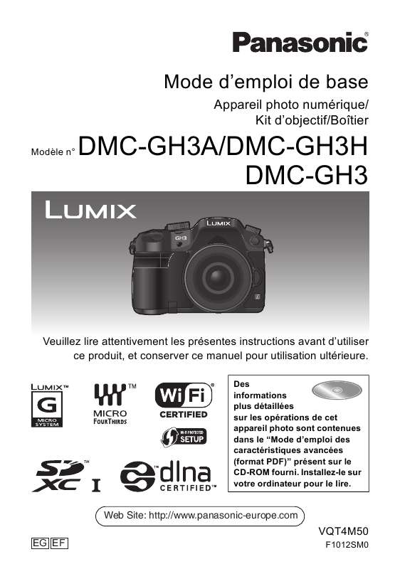 Notice PANASONIC DMCGH3AEF appareil photo Trouver une solution à un