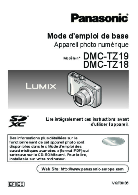 Mode d'emploi PANASONIC LUMIX DMC-TZ18EC