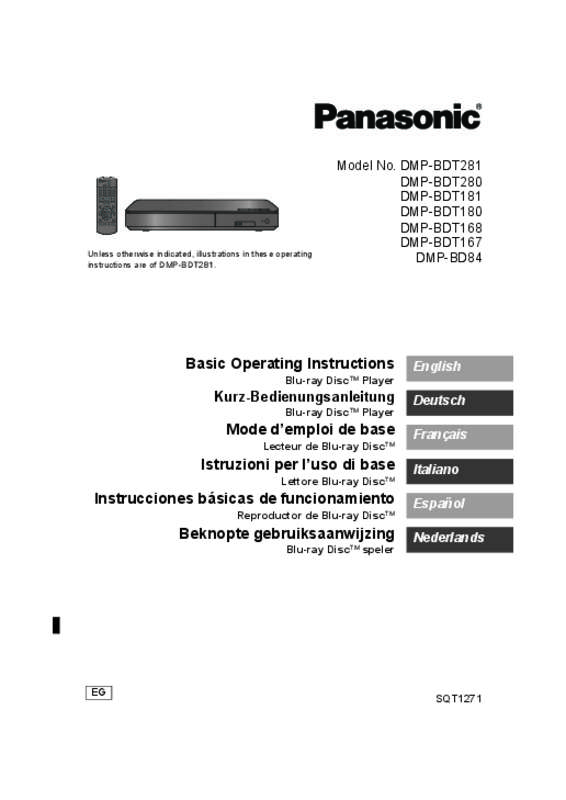 Mode d'emploi PANASONIC DMP-BDT167EG