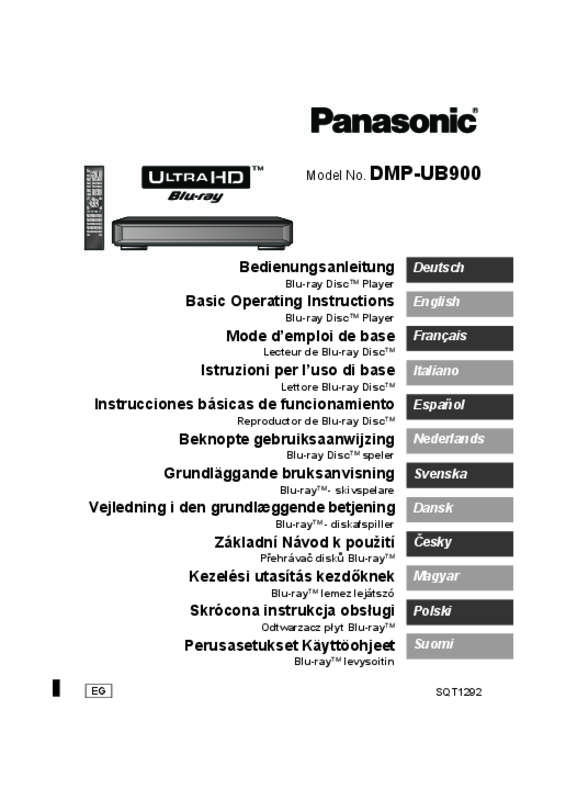Mode d'emploi PANASONIC DMP-UB900EG