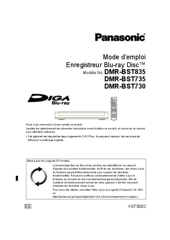 Mode d'emploi PANASONIC DMR-BST735EG