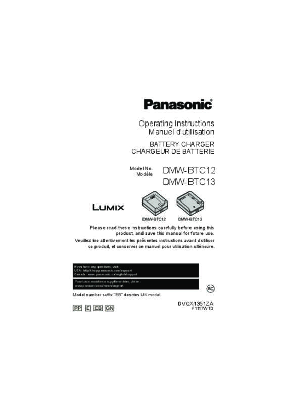 Mode d'emploi PANASONIC DMWBTC13EB