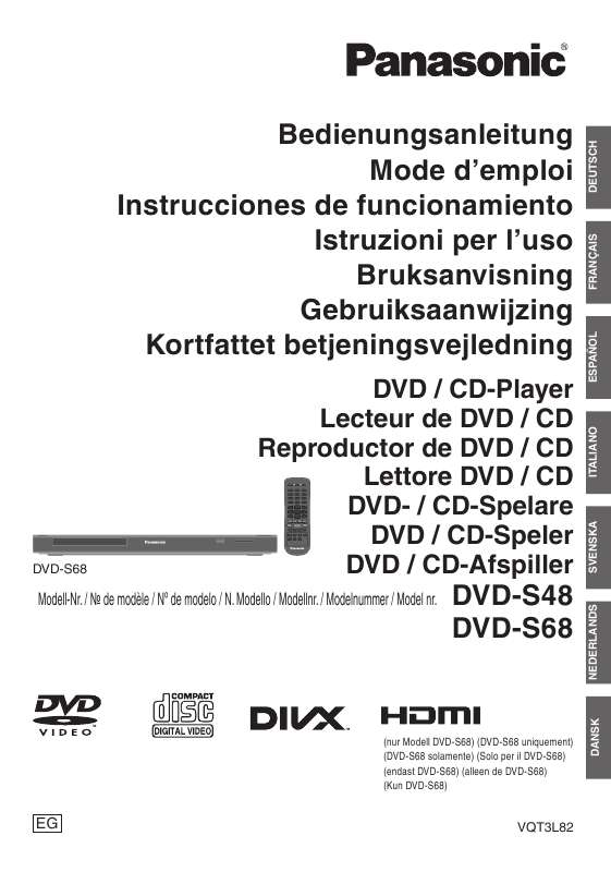 Mode d'emploi PANASONIC DVD-S68EG