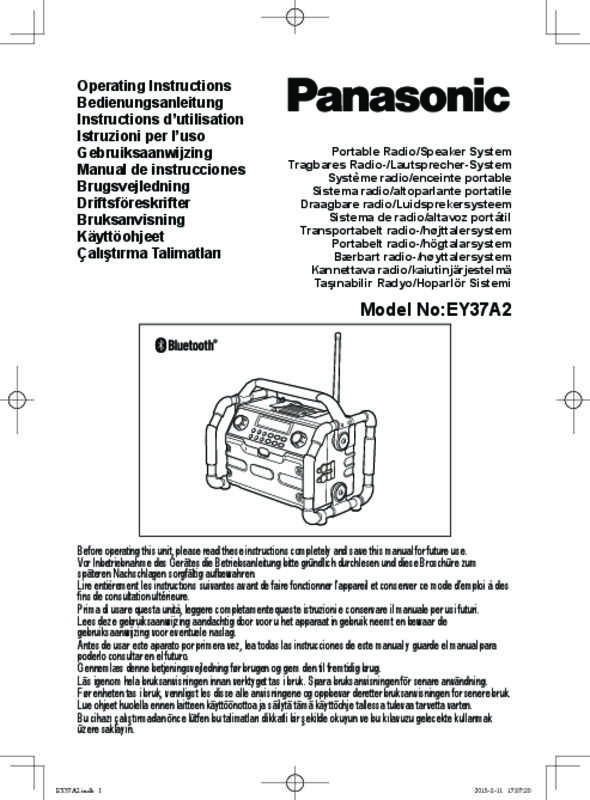 Mode d'emploi PANASONIC EY37A2