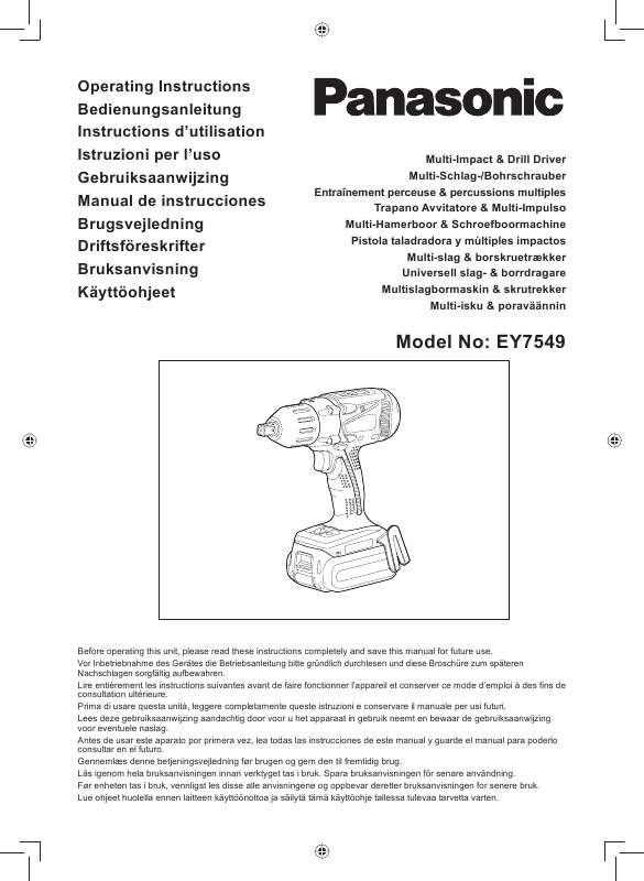 Mode d'emploi PANASONIC EY-7549