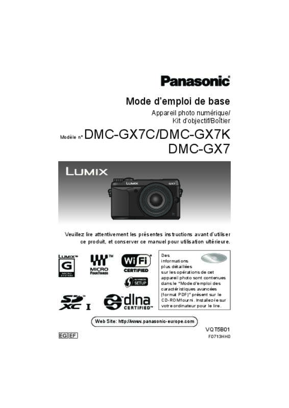Mode d'emploi PANASONIC GX7