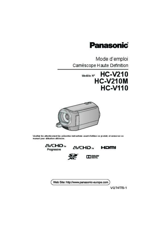 Mode d'emploi PANASONIC HC-V110EF-K
