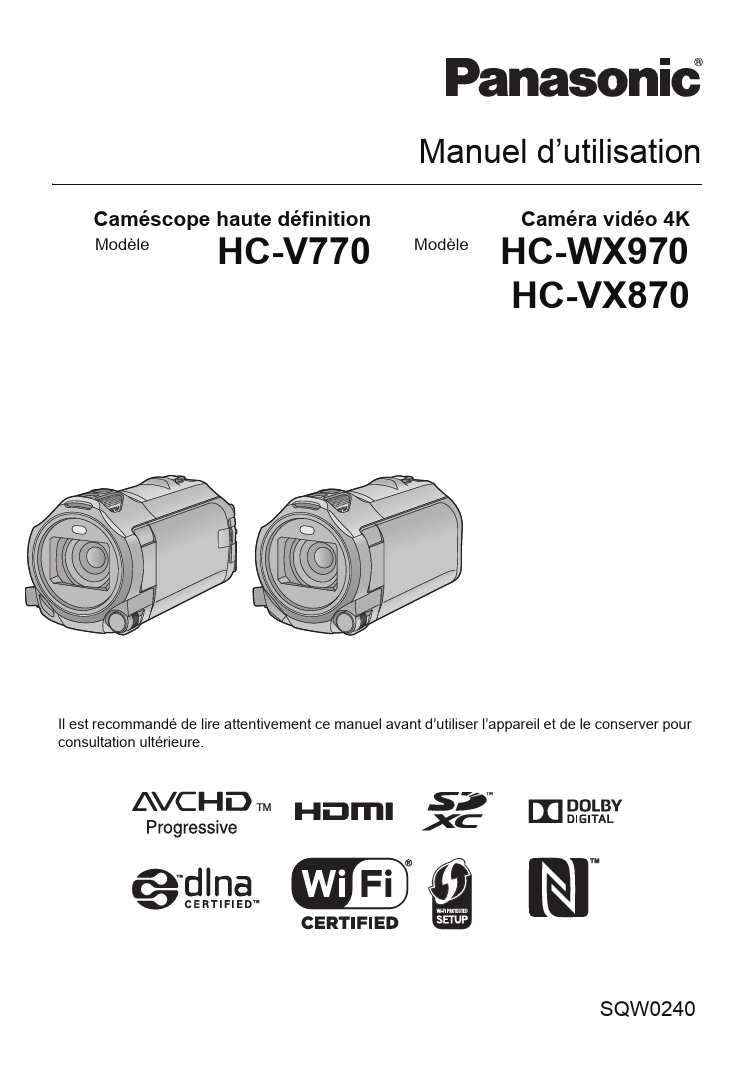 Mode d'emploi PANASONIC HC-V770EP-K