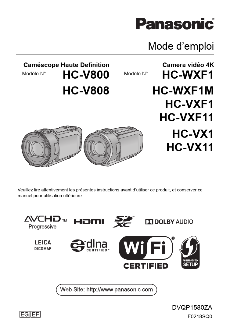Mode d'emploi PANASONIC HC-VXF11