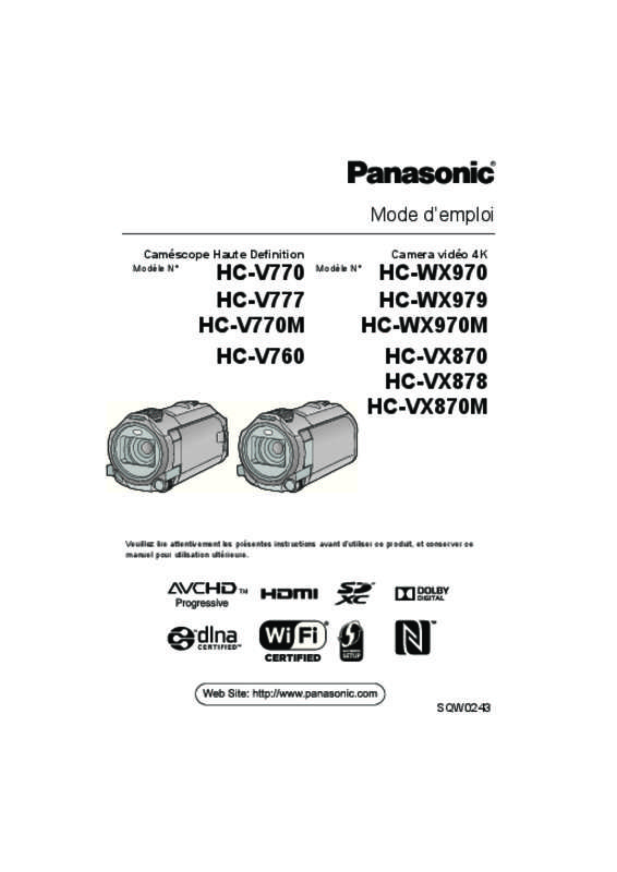 Mode d'emploi PANASONIC HC-WX970EF-K