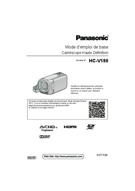 Mode d'emploi PANASONIC HC-V180EG