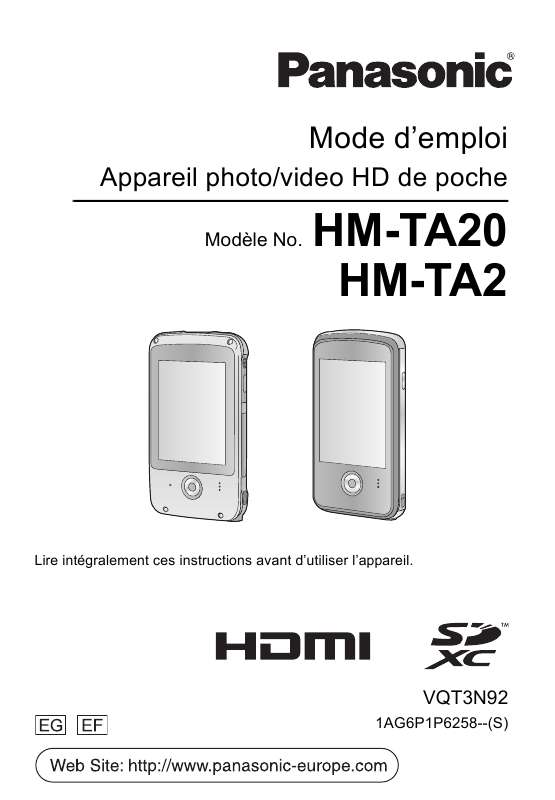 Mode d'emploi PANASONIC HM-TA20EG