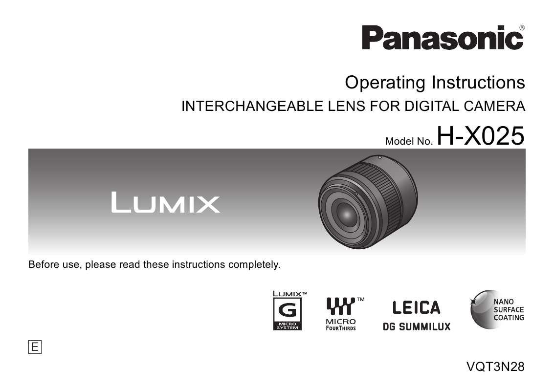 Mode d'emploi PANASONIC H-X025E