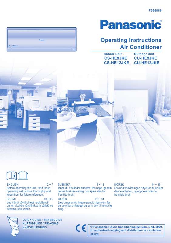 Mode d'emploi PANASONIC KITHE12JKE