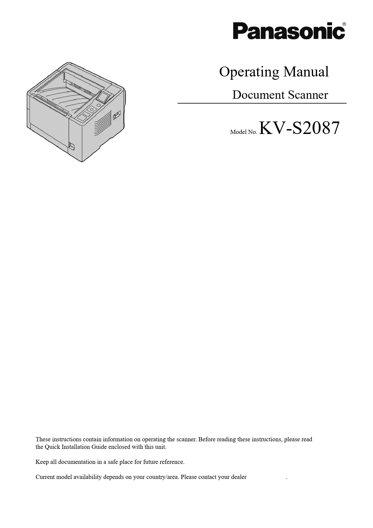 Mode d'emploi PANASONIC KV-S2087
