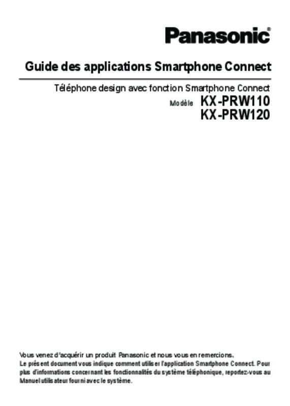 Mode d'emploi PANASONIC KX-PRS110 & KX-PRS110FR