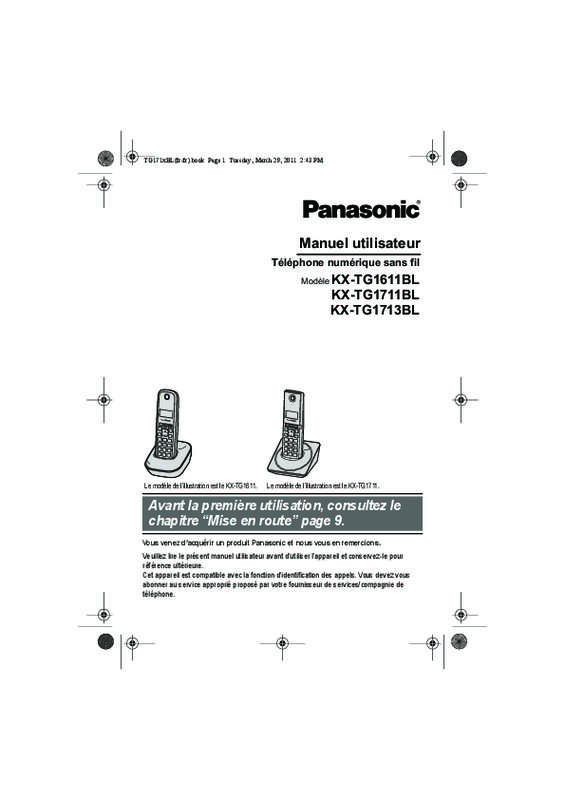 Mode d'emploi PANASONIC KX-TG1611