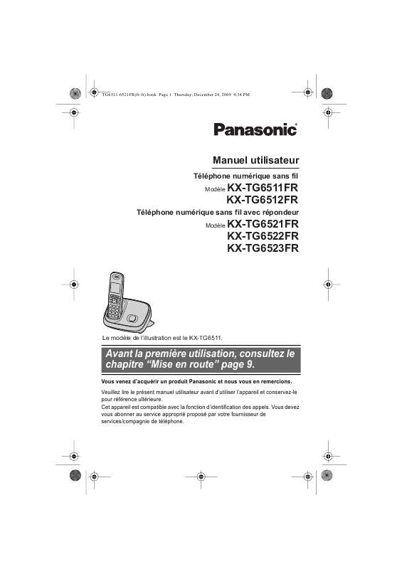 Mode d'emploi PANASONIC KX TG6522