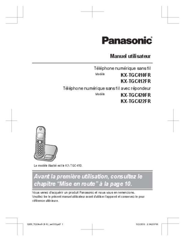Mode d'emploi PANASONIC KX-TGC410