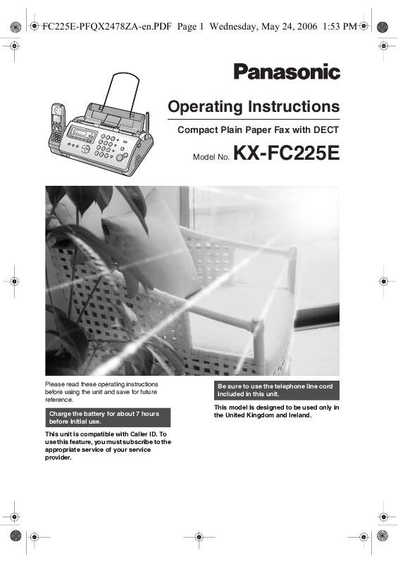 Mode d'emploi PANASONIC KXFC225E