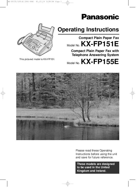 Mode d'emploi PANASONIC KXFP151E