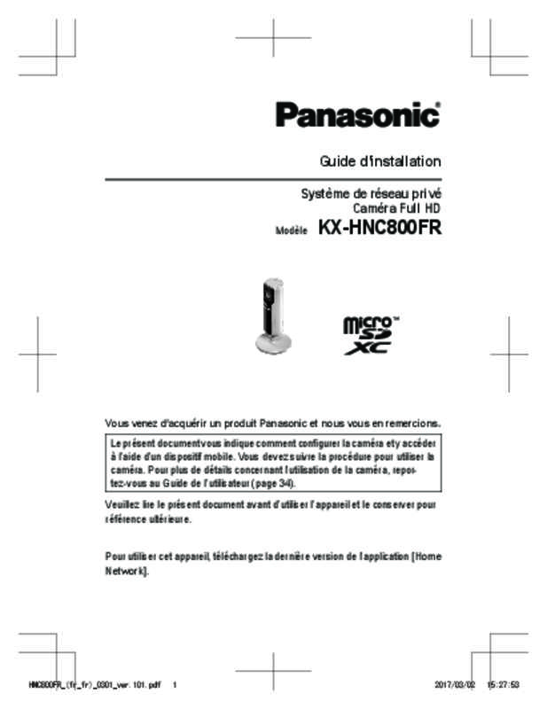 Mode d'emploi PANASONIC KX-HNC800FR