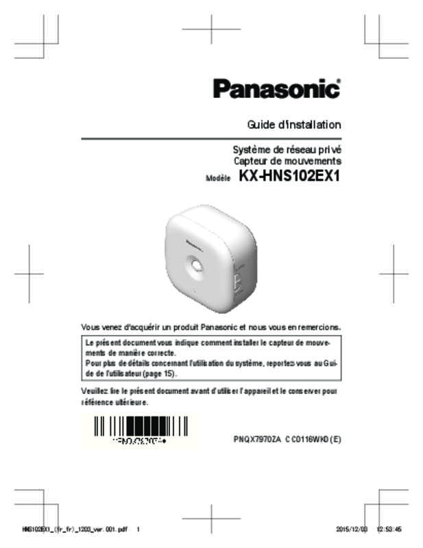Mode d'emploi PANASONIC KX-HNS102EX1