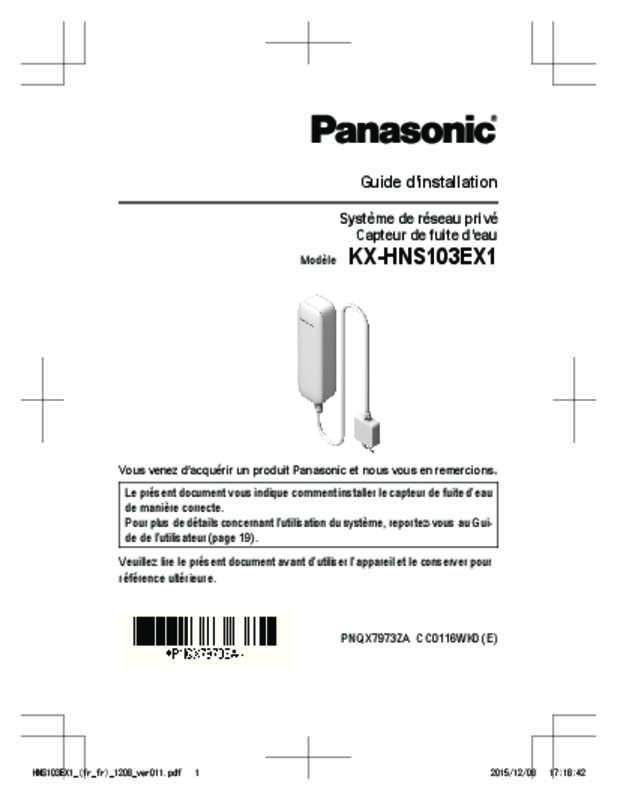 Mode d'emploi PANASONIC KX-HNS103EX1