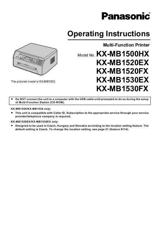 Mode d'emploi PANASONIC KXMB1500HX