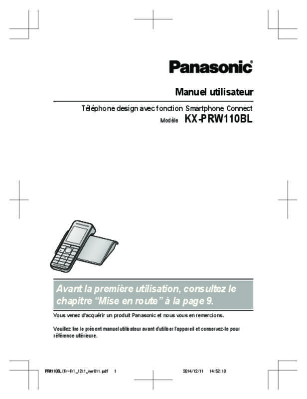 Mode d'emploi PANASONIC KXPRW110BL