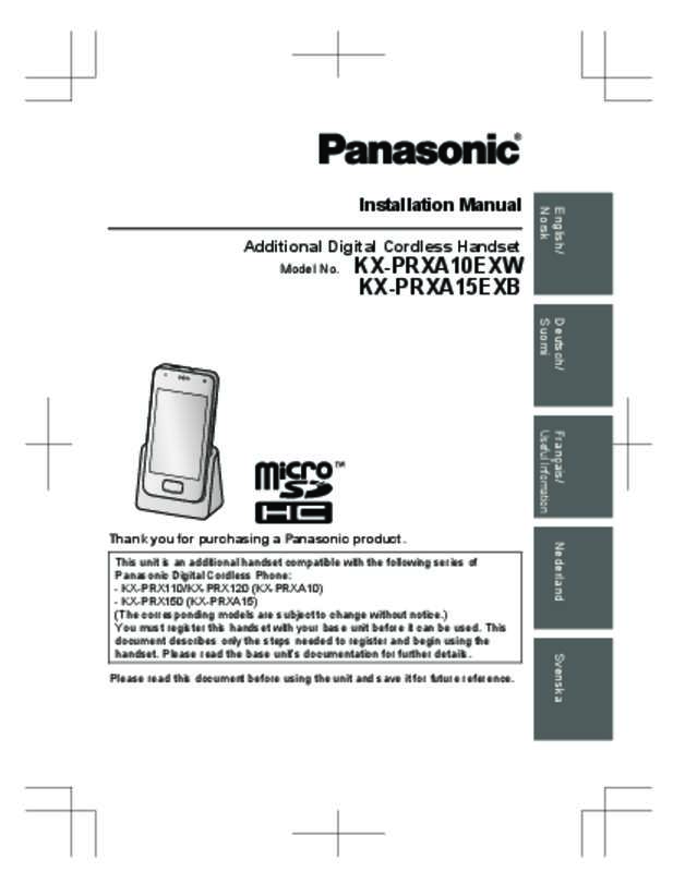 Mode d'emploi PANASONIC KX-PRXA15EX